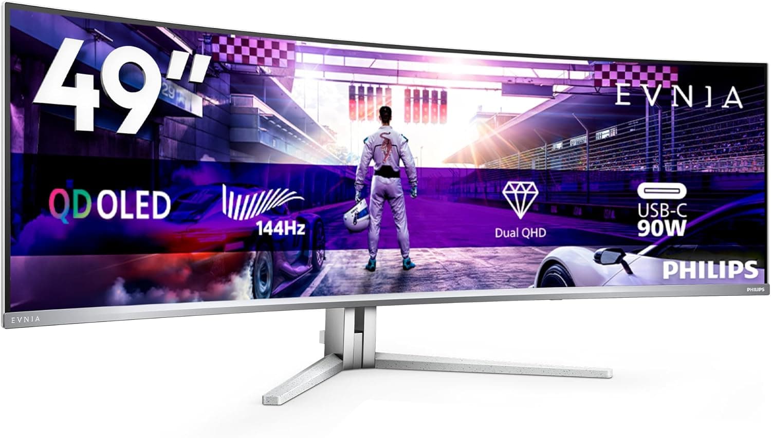 PHILIPS Evnia 49M2C8900L Gaming Monitor 49 Pulgadas 144Hz Panel QD-OLED, 0.03ms GtG, HDR400 TB, Adaptive Sync, G-Sync Comp. Altavoces, Altura Ajustable, fotografía 1