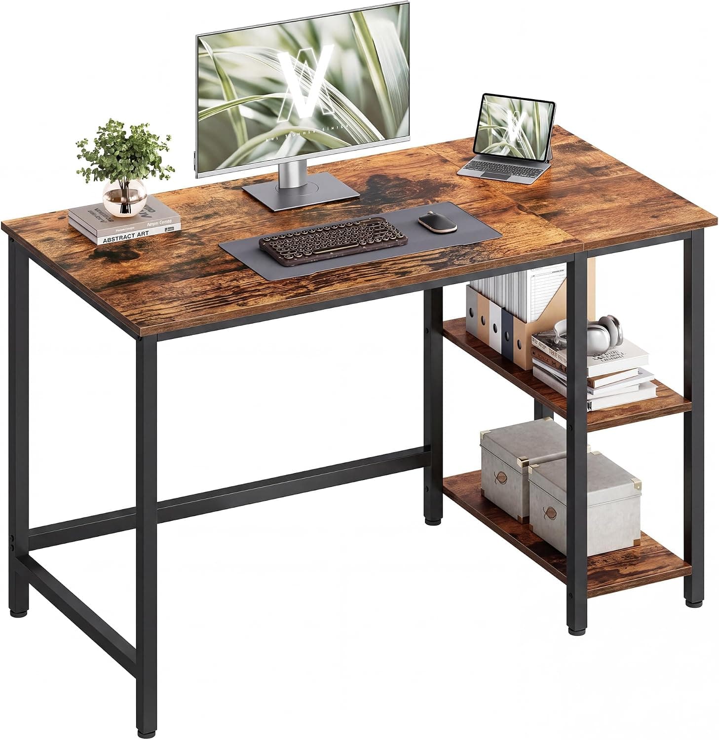 VASAGLE Escritorio fijo 120 × 60 cm con estantes